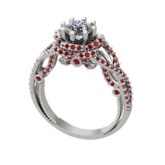 Luana Tektaş Yüzük - Pırlanta ve garnet 925 ayar gümüş yüzük (0.92 karat) #1qas1de