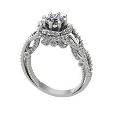 Luana Tektaş Yüzük - Pırlanta ve swarovski 18 ayar beyaz altın yüzük (0.92 karat) #1qow59p