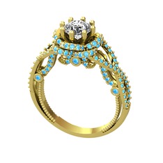 Swarovski ve akuamarin 8 ayar altın yüzük