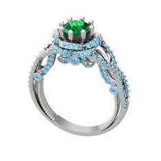 Luana Tektaş Yüzük - Yeşil kuvars ve akuamarin 18 ayar beyaz altın yüzük #1rfag7s