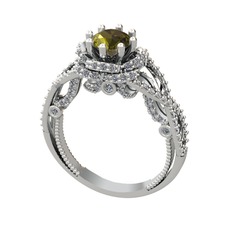 Peridot ve pırlanta 18 ayar beyaz altın yüzük (2.25 karat)