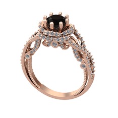 Luana Tektaş Yüzük - Siyah zirkon ve swarovski 18 ayar rose altın yüzük #1sirk61
