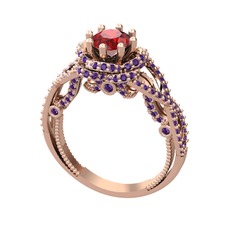 Garnet ve ametist 18 ayar rose altın yüzük
