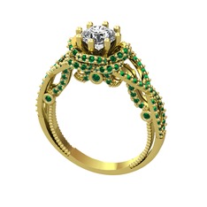 Luana Tektaş Yüzük - Swarovski ve yeşil kuvars 8 ayar altın yüzük #1vegmfb