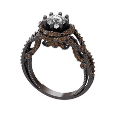 Luana Tektaş Yüzük - Swarovski ve dumanlı kuvars 925 ayar siyah rodyum kaplama gümüş yüzük #1vogcy2