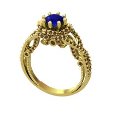 Luana Tektaş Yüzük - Lab safir ve dumanlı kuvars 8 ayar altın yüzük #1vrxpyg