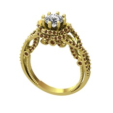 Luana Tektaş Yüzük - Swarovski ve dumanlı kuvars 14 ayar altın yüzük #1vuhr4j