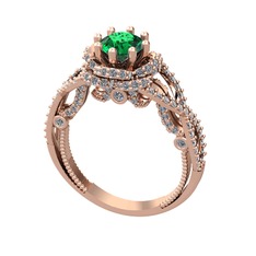 Luana Tektaş Yüzük - Yeşil kuvars ve swarovski 925 ayar rose altın kaplama gümüş yüzük #1wlwxd8