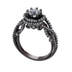 Luana Tektaş Yüzük - Pırlanta ve beyaz zirkon 925 ayar siyah rodyum kaplama gümüş yüzük (0.92 karat) #1y6vy16
