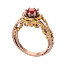 Garnet ve sitrin 8 ayar rose altın yüzük