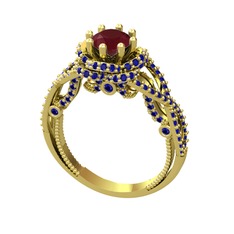 Luana Tektaş Yüzük - Kök yakut ve lab safir 8 ayar altın yüzük #1yjc6tr