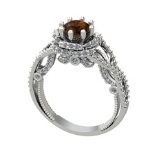 Luana Tektaş Yüzük - Dumanlı kuvars ve pırlanta 925 ayar gümüş yüzük (2.25 karat) #20bgko