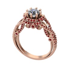 Luana Tektaş Yüzük - Pırlanta ve garnet 925 ayar rose altın kaplama gümüş yüzük (0.92 karat) #20euph