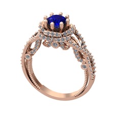 Lab safir ve swarovski 8 ayar rose altın yüzük