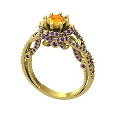 Luana Tektaş Yüzük - Sitrin ve ametist 18 ayar altın yüzük #40mty6