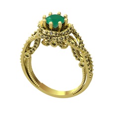 Luana Tektaş Yüzük - Kök zümrüt ve peridot 8 ayar altın yüzük #59qcbr