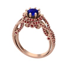 Lab safir ve garnet 925 ayar rose altın kaplama gümüş yüzük
