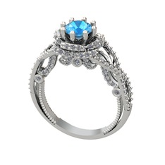 Akuamarin ve swarovski 925 ayar gümüş yüzük