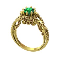 Yeşil kuvars ve dumanlı kuvars 18 ayar altın yüzük