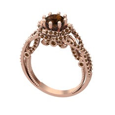 Luana Tektaş Yüzük - Dumanlı kuvars 8 ayar rose altın yüzük #8ealsn