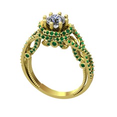 Pırlanta ve yeşil kuvars 8 ayar altın yüzük (0.92 karat)