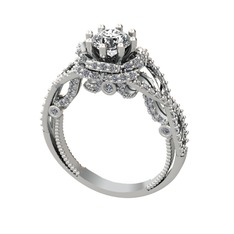 Swarovski ve beyaz zirkon 18 ayar beyaz altın yüzük