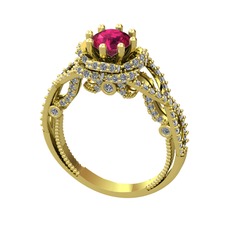 Rodolit garnet ve pırlanta 14 ayar altın yüzük (2.25 karat)