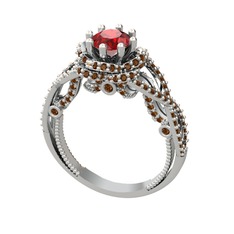 Luana Tektaş Yüzük - Garnet ve dumanlı kuvars 18 ayar beyaz altın yüzük #bf0ewt