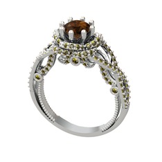 Luana Tektaş Yüzük - Dumanlı kuvars ve peridot 925 ayar gümüş yüzük #cdiyrh