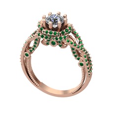 Pırlanta ve yeşil kuvars 18 ayar rose altın yüzük (0.92 karat)