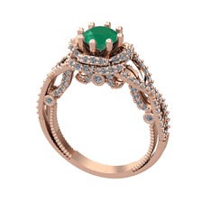 Luana Tektaş Yüzük - Kök zümrüt ve pırlanta 925 ayar rose altın kaplama gümüş yüzük (2.25 karat) #cxgabl