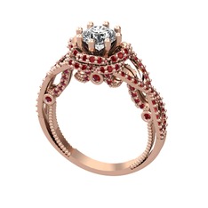 Luana Tektaş Yüzük - Swarovski ve garnet 8 ayar rose altın yüzük #d5b0gw