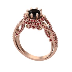 Luana Tektaş Yüzük - Siyah zirkon ve garnet 8 ayar rose altın yüzük #dlf7on