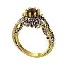 Luana Tektaş Yüzük - Dumanlı kuvars ve lab safir 8 ayar altın yüzük #dr4xh8