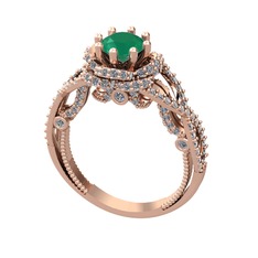 Luana Tektaş Yüzük - Kök zümrüt ve beyaz zirkon 18 ayar rose altın yüzük #fwqok0