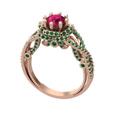 Rodolit garnet ve yeşil kuvars 8 ayar rose altın yüzük