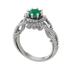 Luana Tektaş Yüzük - Kök zümrüt ve pırlanta 14 ayar beyaz altın yüzük (2.25 karat) #h9ci7f