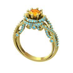 Luana Tektaş Yüzük - Sitrin ve akuamarin 14 ayar altın yüzük #hqutyt