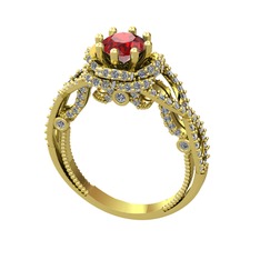 Garnet ve swarovski 8 ayar altın yüzük