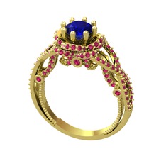 Lab safir ve rodolit garnet 925 ayar altın kaplama gümüş yüzük