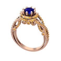 Luana Tektaş Yüzük - Lab safir ve sitrin 18 ayar rose altın yüzük #ip6agi