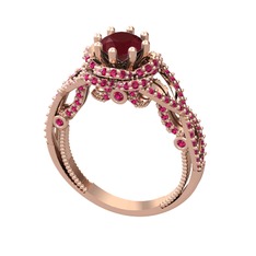 Kök yakut ve rodolit garnet 8 ayar rose altın yüzük