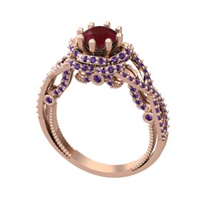 Luana Tektaş Yüzük - Kök yakut ve ametist 18 ayar rose altın yüzük #jlr9wo