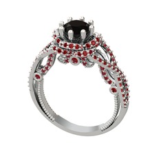 Luana Tektaş Yüzük - Siyah zirkon ve garnet 8 ayar beyaz altın yüzük #jyw4kx