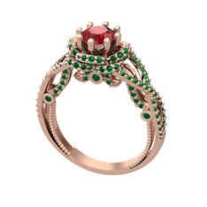 Luana Tektaş Yüzük - Garnet ve yeşil kuvars 925 ayar rose altın kaplama gümüş yüzük #l2zmaf