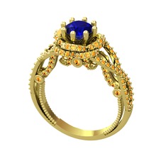 Luana Tektaş Yüzük - Lab safir ve sitrin 8 ayar altın yüzük #lklb28