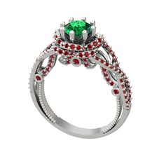 Luana Tektaş Yüzük - Yeşil kuvars ve garnet 925 ayar gümüş yüzük #m4xxh6