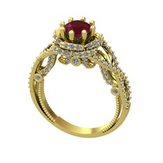 Luana Tektaş Yüzük - Kök yakut ve beyaz zirkon 8 ayar altın yüzük #op1hur