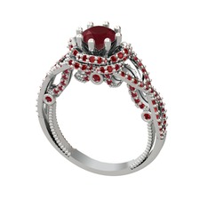 Luana Tektaş Yüzük - Kök yakut ve garnet 8 ayar beyaz altın yüzük #p9ccg3