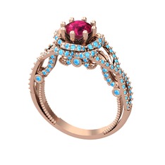 Luana Tektaş Yüzük - Rodolit garnet ve akuamarin 14 ayar rose altın yüzük #qtubjx